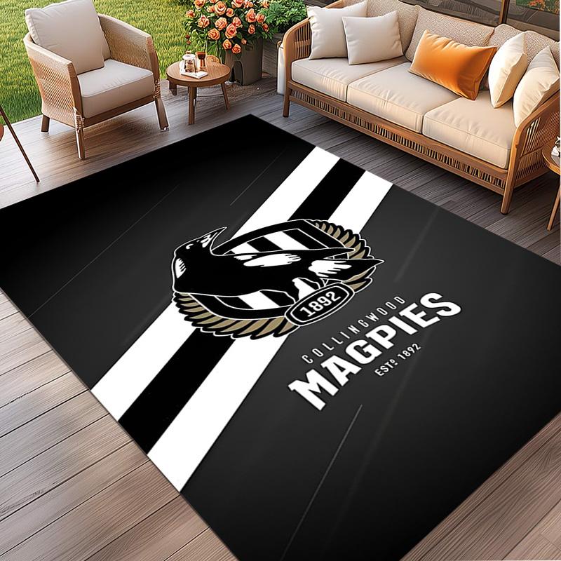 Collingwood Magpies Print Rug, Washable Floor Carpet, For Entryway Dorm Laundry Room Office Study, Home Decor Birthday Christmas Gift