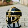 Mittelalterlicher Helm mit Ständer, 16 Gauge Stahl, Vendel Wikingerhelm, Ritterrüstung, Messinghelm, Horn, Halloween-Kriegergeschenk für ihn