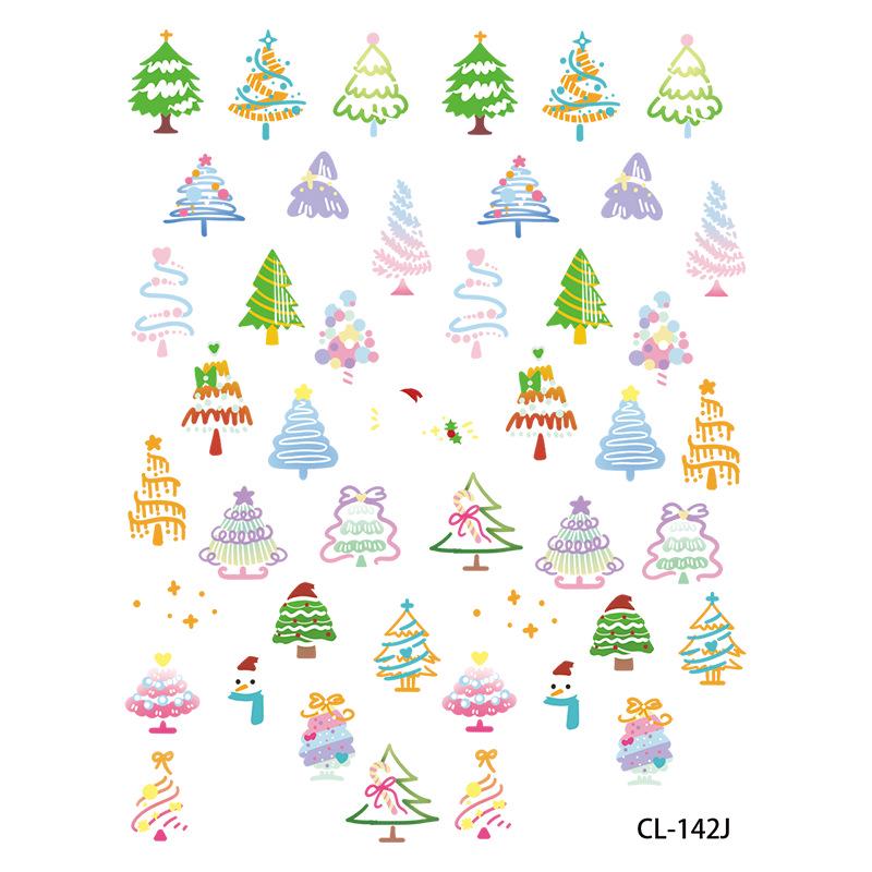 Cyansea Holiday Shell Light Nail Stickers: Snowman, Christmas Tree, Snowflake, Bells Designs.