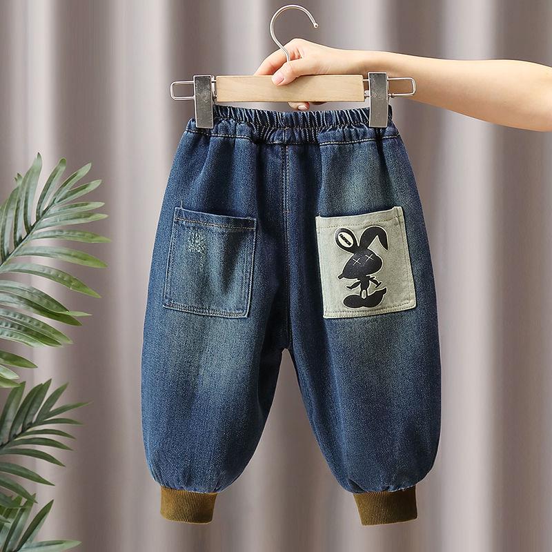 Boys' Fleece-Lined Jeans: Cozy Autumn/Winter Casual Pants for Kids