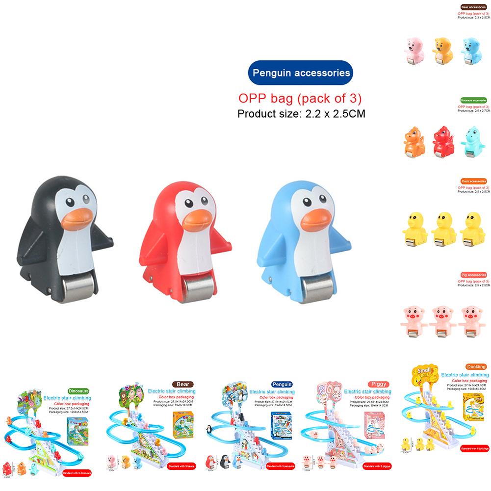 Electronic Duck Climbing Stairs Track Slide Pets Toys With Light Music Educational Toys For Boys Girls Birthday Gifts