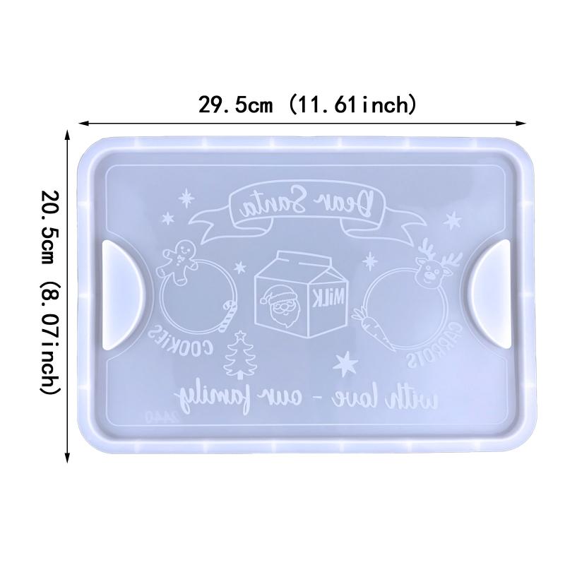 Christmas Large Resin Tray Molds Silicone Santa Claus Mold for Epoxy Resin Mold with Handles Coaster Mold for Home Decor