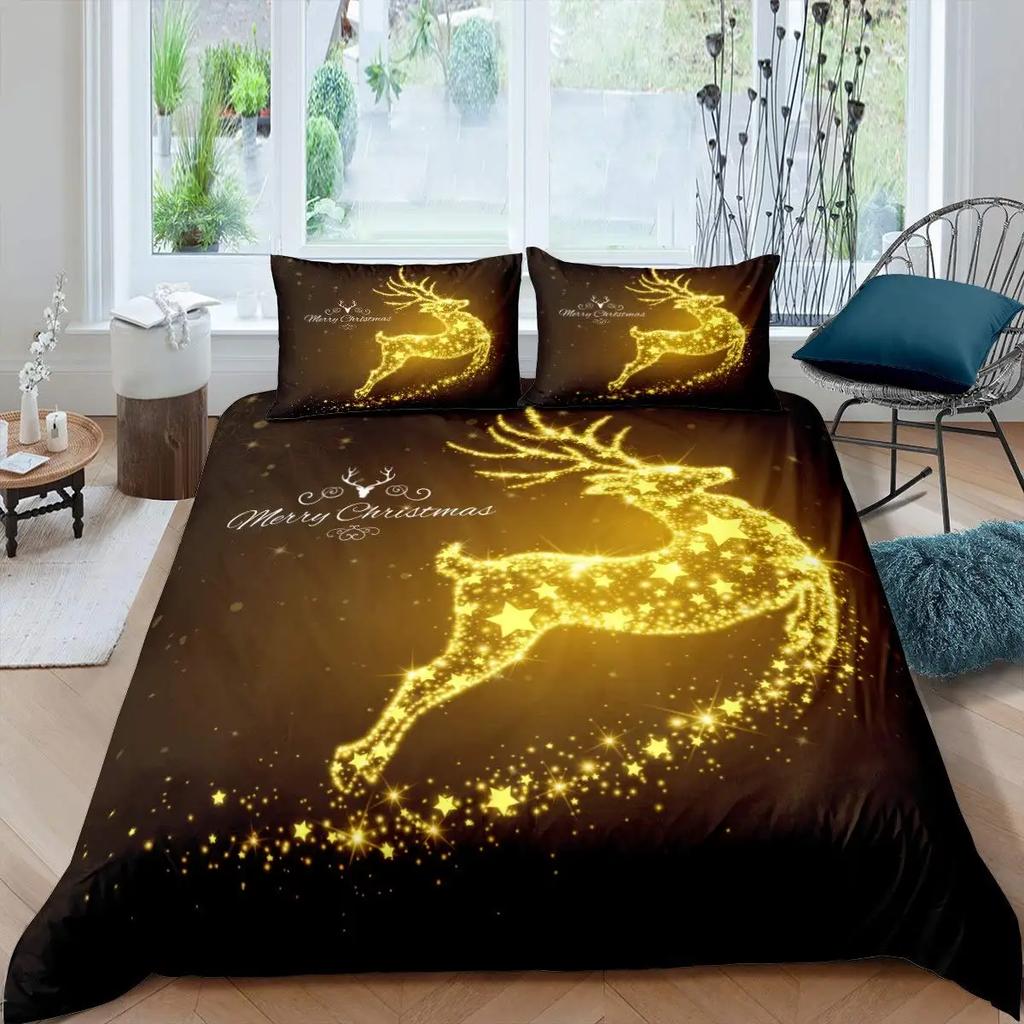 Teal Deer Duvet Cover Set Deer Antlers Bedding Sets Butterfly Safari Animals Comforter Cover Elk Wildlife Christmas Quilt Cover