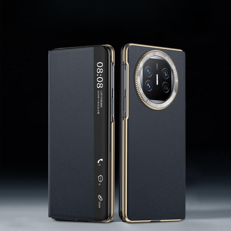 Huawei Matex6 Phone Case, Rotating Decompression Lens X5, Anti-drop X3, Smart Window, Electroplated Men's Leather Case