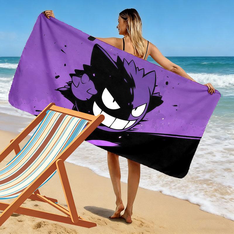Gengar Print Beach Towel, Large Soft Quick Dry Towel for Beach Camping Swimming