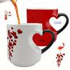 Kubek Zmieniający Kolor w Kształcie Serca 11oz Magiczny Ceramiczny Kubek Odkrywa Ukryty Wzór Kubek do Kawy z Gorącymi Napojami Romantyczny Prezent dla Miłośników Kawy i Herbaty