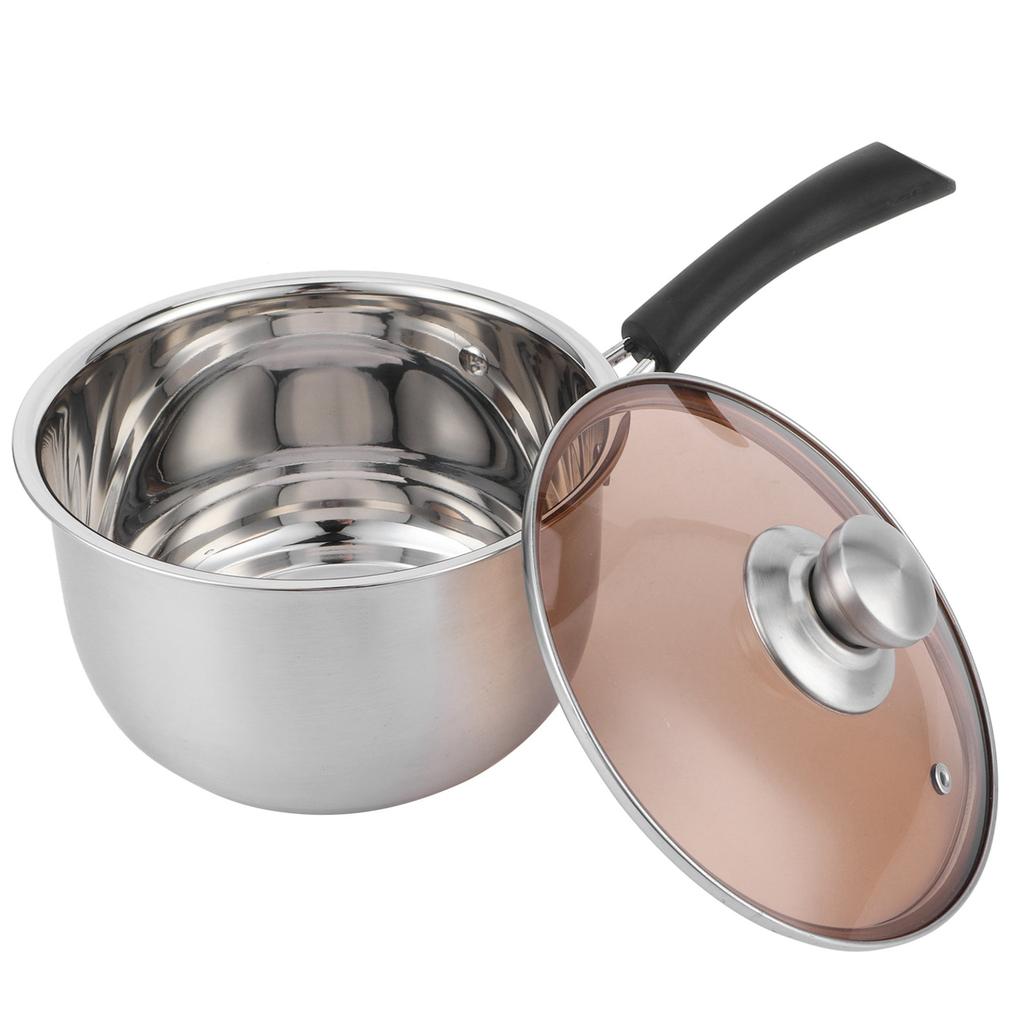 18cm Soup Pot 304 Stainless Steel Single Handle Food Supplement Saucepan Cooking Supplies