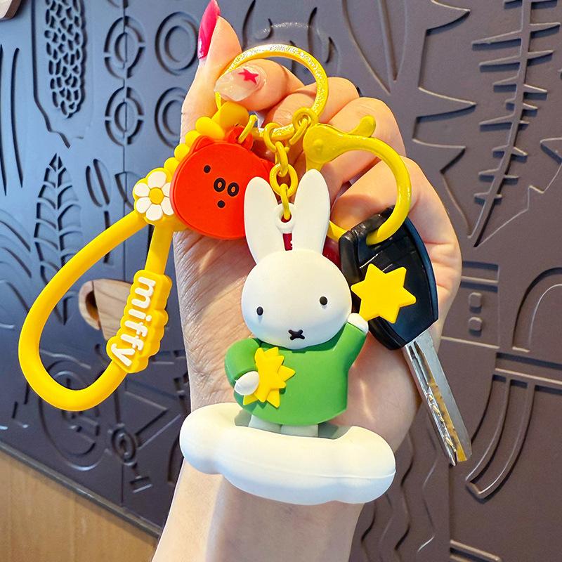 New Kawaii Miffy Rabbit Keychain Cartoon Couple Backpack Pendant Car Key Accessories Creative Festival Gifts