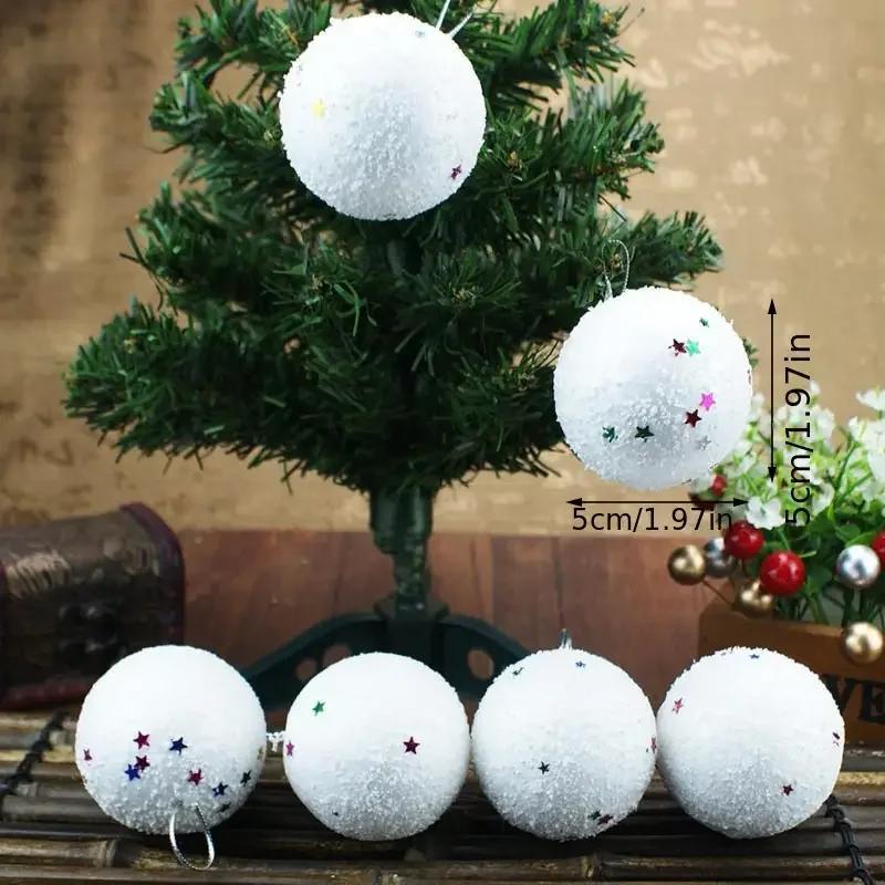 Holiday Christmas Hanging Ornaments White Snowballs Stars Bells Decorative Accessories for Tree New Year Window Display