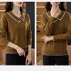 Women's V Neck Sweater Solid Color Slim Knit Pullover Sweater Autumn Winter