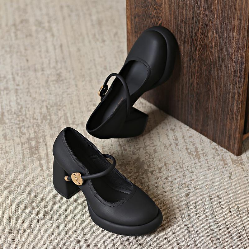 2024 Runway Style Brand High Heels Women Pumps Sandal Mary Janes Fashion Round Toe Platform Chunky Prom Shoes Zapatos De Mujer