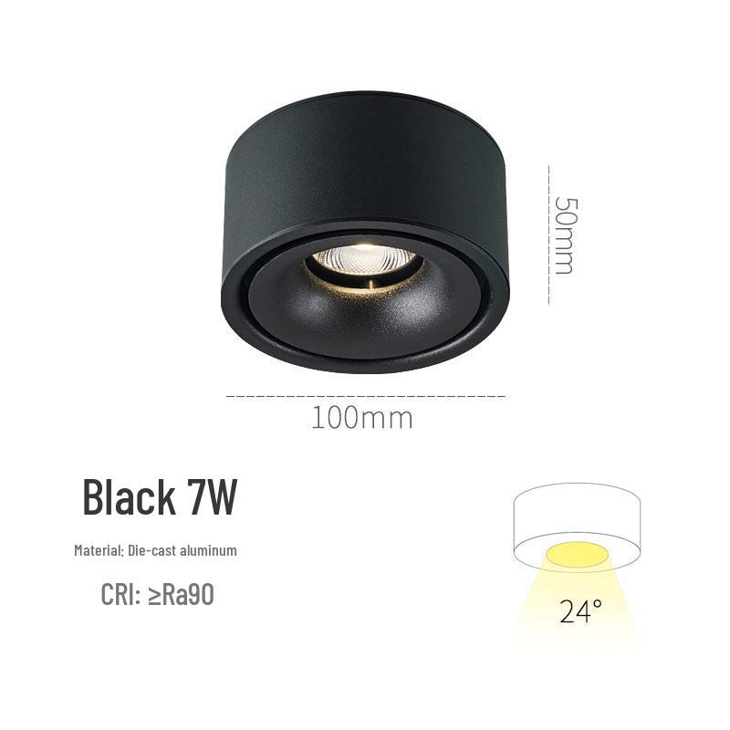 Ultra-thin Surface-mounted LED Downlight: No Hole Required, Round All-Aluminum Ceiling Light for Living Room.