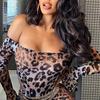 Leopard Print Women's Long-sleeved Bodysuit Bodysuit