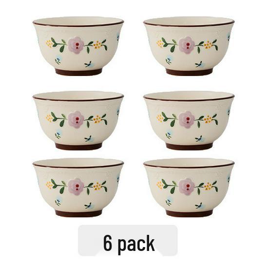Japanese Ceramic Rice Bowl with Embossed Floral Design - Stylish Dinnerware for Soup and Rice