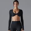 Sexy Chest Long Sleeved Yoga Nude Quick Drying Tight Fitting Sports T-Shirt Casual Running Fitness Top For Women