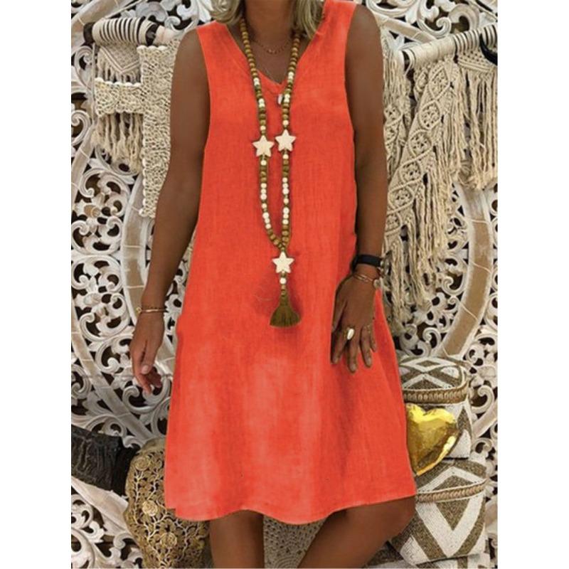 Dámská móda Léto Jaro Jednobarevný potisk Neformální šaty bez rukávů s výstřihem do V