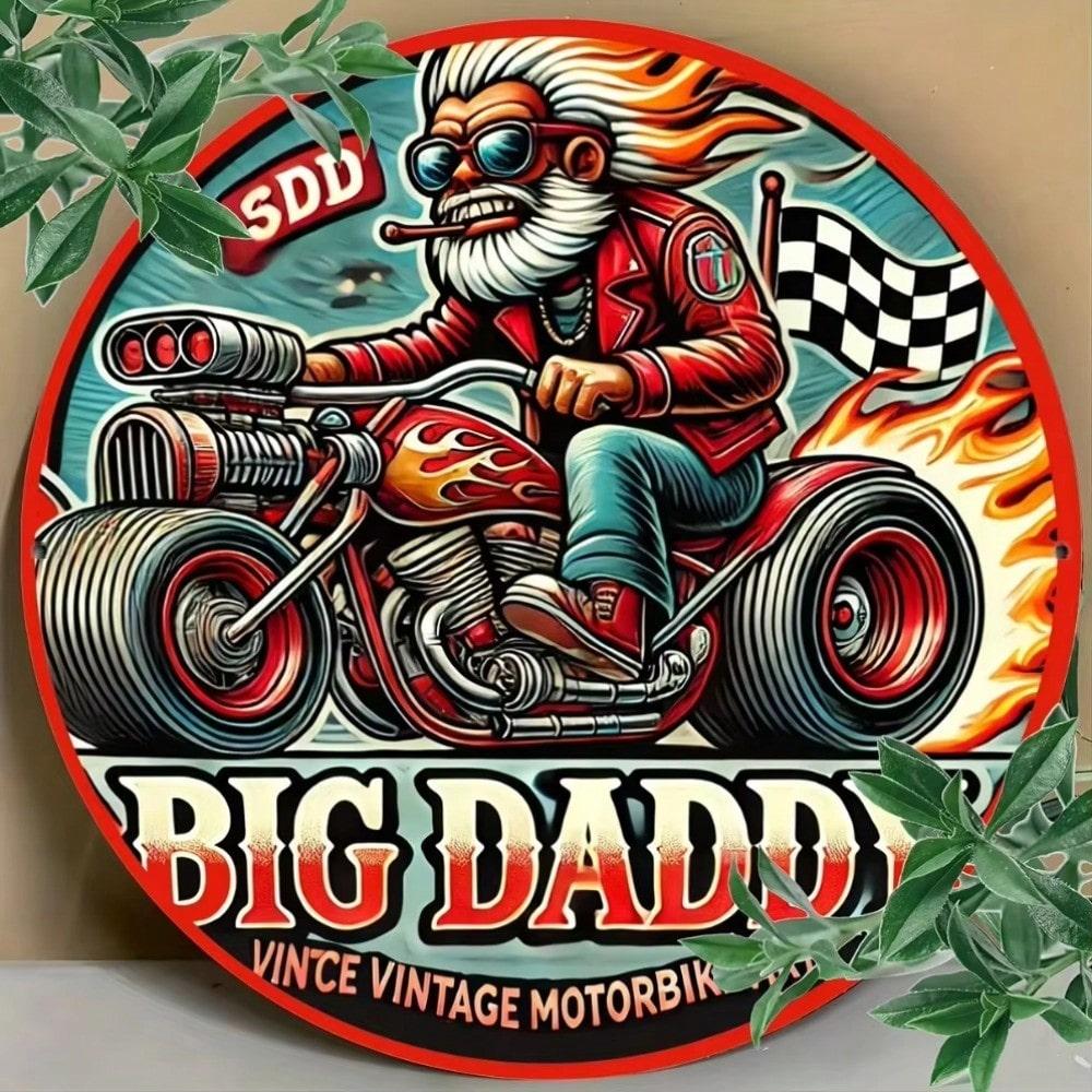 Vintage Motorcycle Iron Sheet Metal Wall Art Round Home Decor Plaque Indoor Outdoor разноцветный