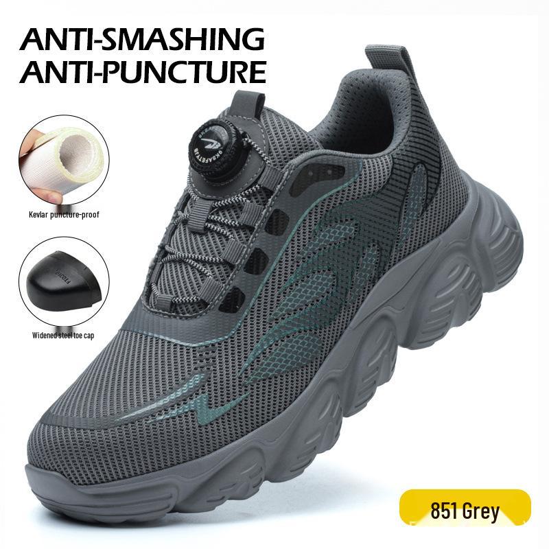 Men's Steel Toe Safety Shoes - Breathable, Wear-Resistant, Anti-Slip, Soft Sole for Comfort & Long Standing, Anti-Smash, Anti-Puncture.