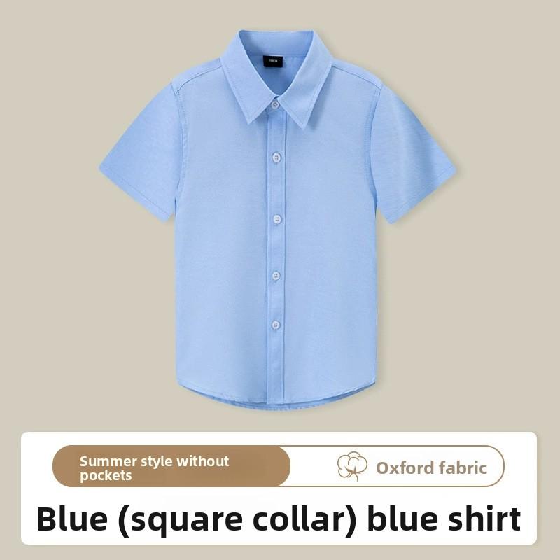 Dětské bavlněné tričko s krátkým rukávem Pohodlné Šetrné k pokožce Jednobarevná vrchní část S plisovaným detailem Pro kluky Dívky Školní uniforma Oblečení na vystoupení