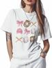 T Shirts for Women Graphic Tees Pink Bow Crew Neck Short Sleeve Shirts for Women Baseball Sport Casual T-Shirt