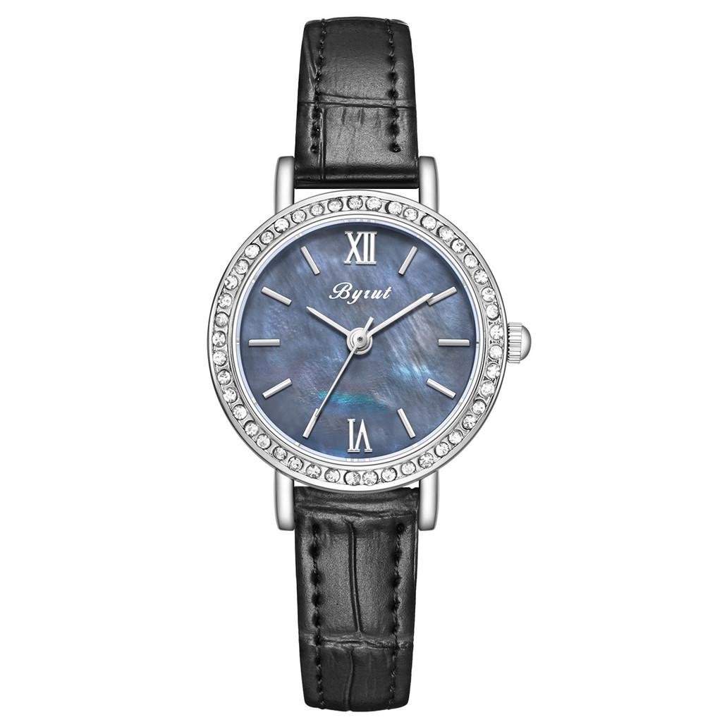 

Minimalist Ladies Watch With Leather Strap Waterproof Quartz Movement For Casual Wear Dark Light Black