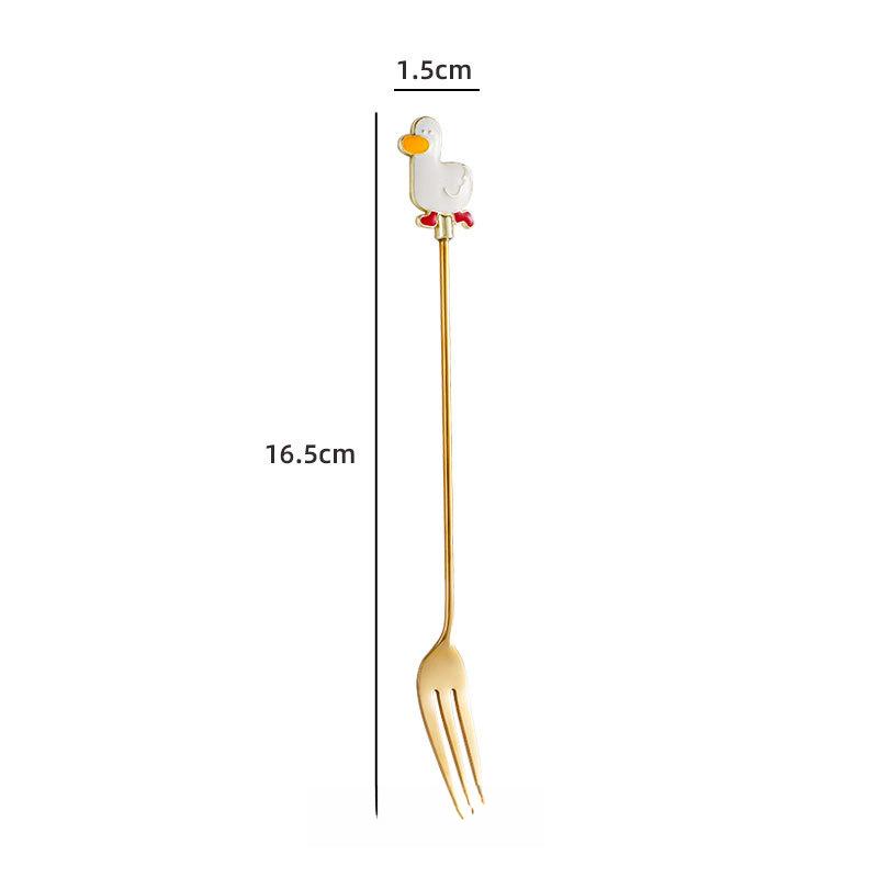 Creative Cartoon Animal Floral Spoon & Fork, Mirror Polished 304 Stainless Steel Dessert Coffee Stirrer