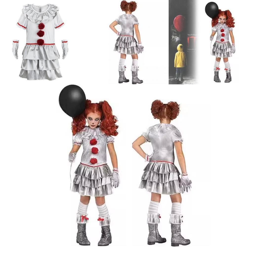 Halloween It Clown Role Playing Costume Set Children Dress For Costume Party