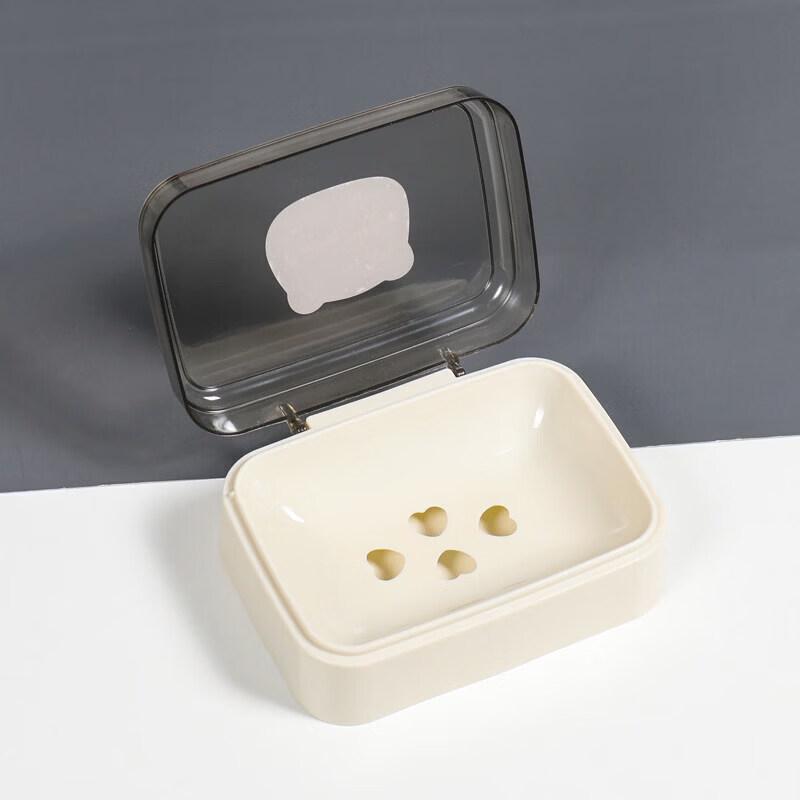 LIEI Portable Draining Soap Dish with Suction Cup Lid