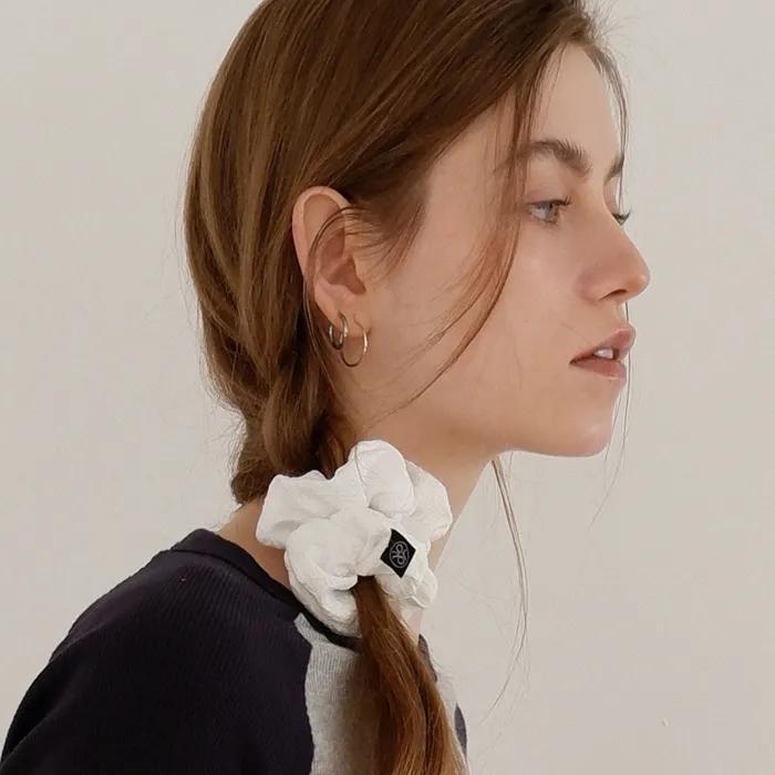 Flower Jacquard Scrunchie_Medium_White
