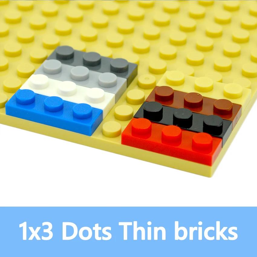 100Pcs MOC Thin Bricks Assembles Particles Plate 1 x 3 Dots Building Blocks Parts DIY Educational Gift Toys Compatible 3623