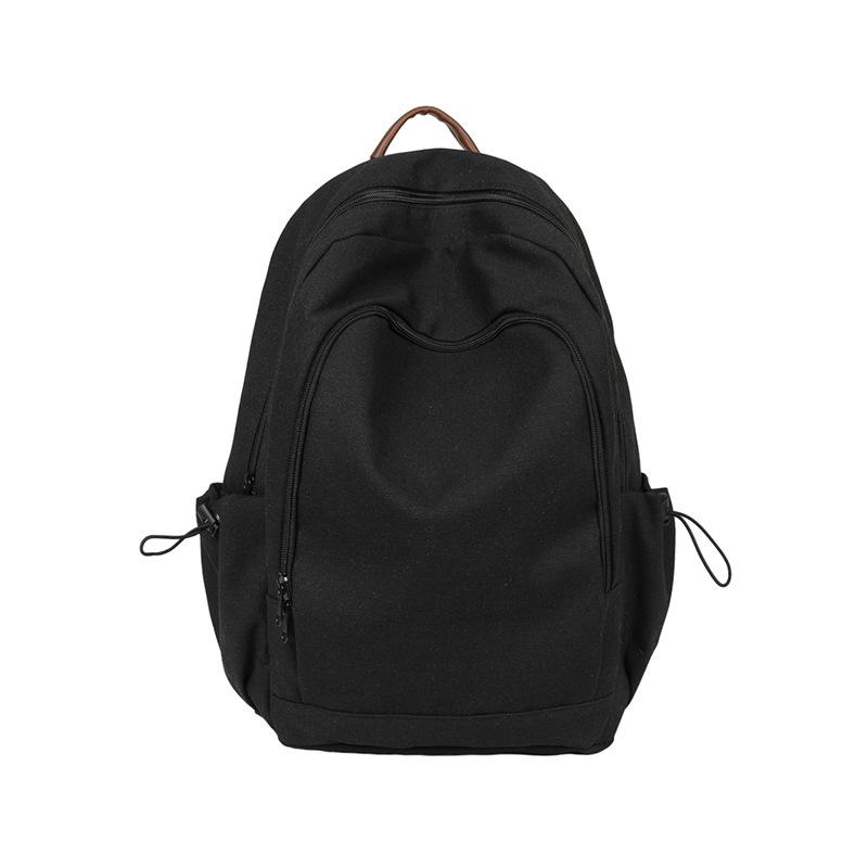 Schoolbag Solid color canvas backpack female Harajuku simple large capacity high school college student schoolbag Mori travel texture backpack
