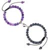 2 stuks/set Hartvormige Magneet Hanger Armband Koppels Liefde Betekenisvol Natuursteen Armbanden Sieraden 8MM Elastische Pulsera Cadeau Nieuw