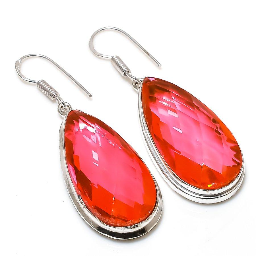 

Peach Topaz Gemstone Handmade Ethnic Jewelry Earring 2.01 SR-2512