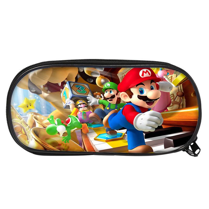 Super Mario Bros Pencil Case For Students Nylon Storage Bag Large Capacity Organizer