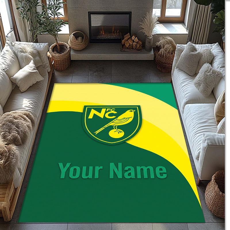 Norwich City Printed Crystal Velvet Rug Non‑Slip Crystal Velvet Carpet For Sofa Bedroom Indoor Home Decoration