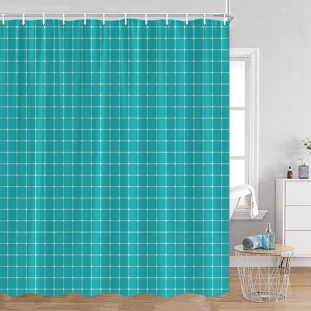 Simple Checkerboard Shower Curtains Colorful Abstract Gingham Pattern Check Checkered Modern Nordic Bathroom Curtains Decor