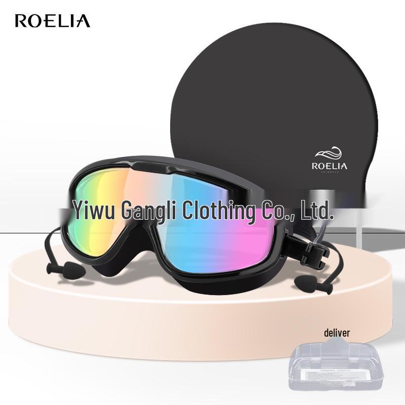 Adult Large Frame HD Anti-Fog Waterproof Swim Goggles for Diving and Swimming