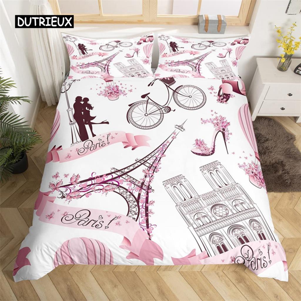 Flower Butterfly High Heels Duvet Cover King Fantasy Glitter Quilt Cover Polyester Romantic Theme Bedding Set Valentine Day Gift