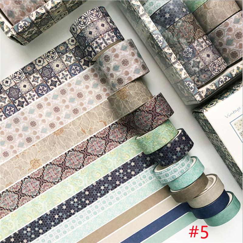8 stiler DIY Dekorativ Scrapbooking Maskeringstape Selvklebende etikettklistremerker Tape Blomsterblader Washi Tape 12 ruller/sett