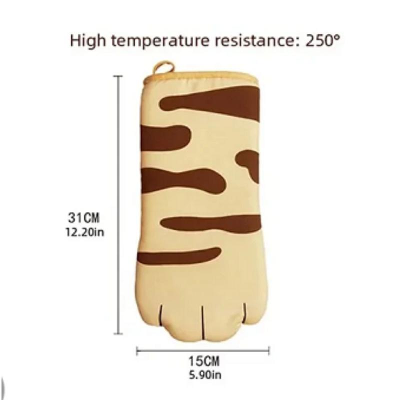 Adorable Cat Paw Long Cotton Microwave Oven Gloves - Heatproof, Anti - Slip & Perfect for Baking