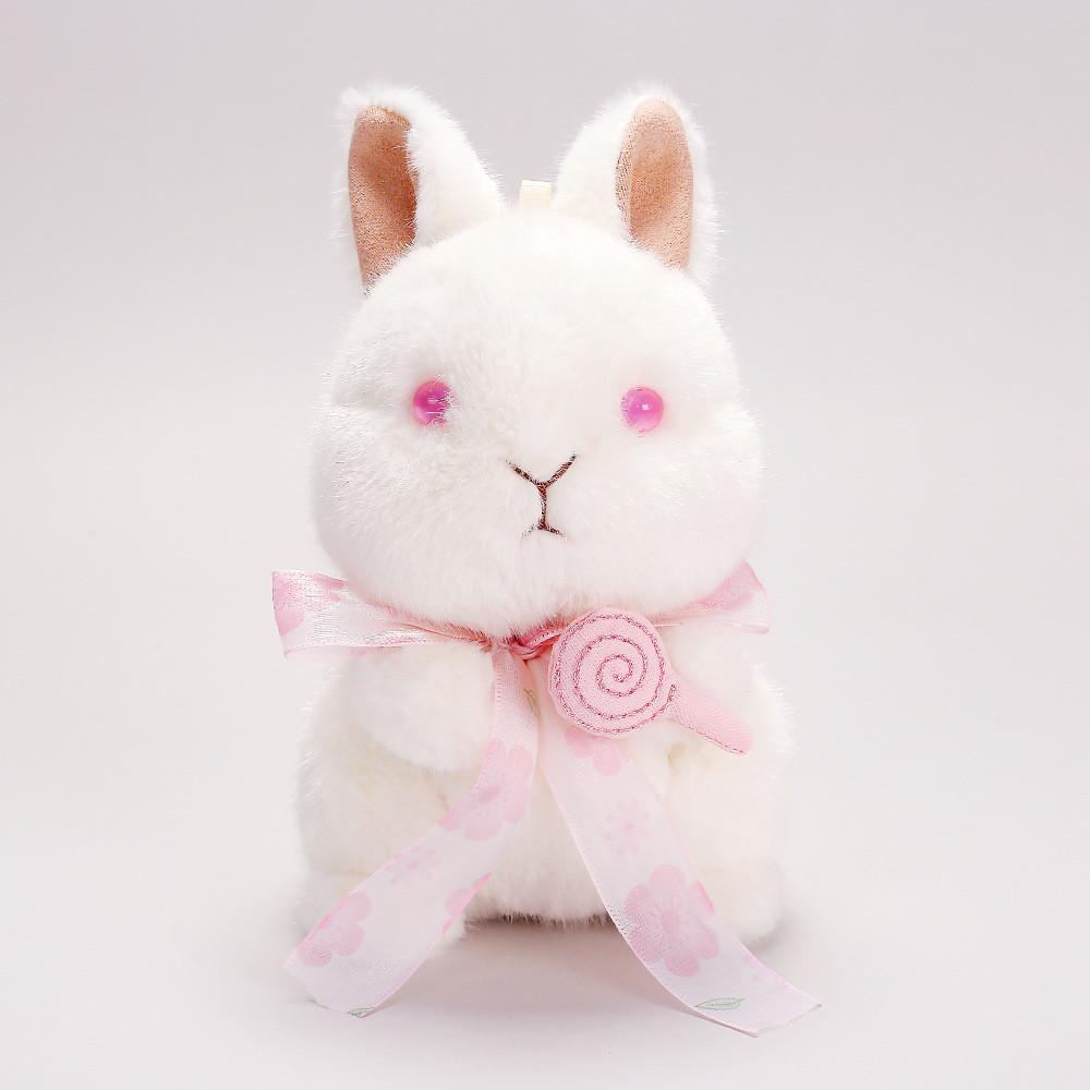 Plush Snowball Bunny Handheld Stress Relief Toy With Glasses For Kids And Adults