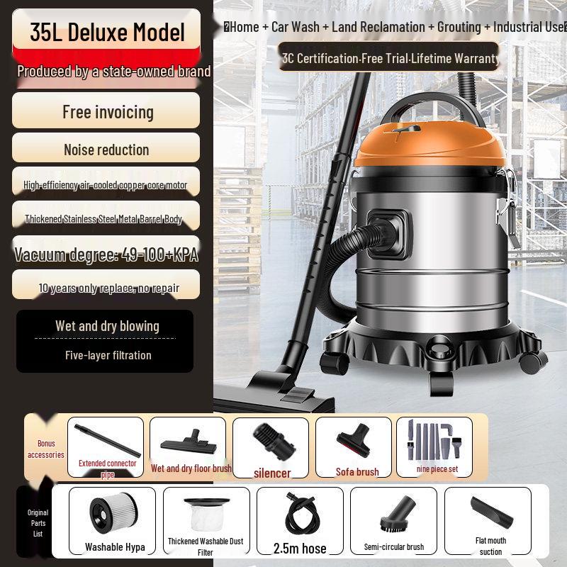 High-Power Industrial Vacuum Cleaner for Home, Car, and Small-Scale Cleaning
