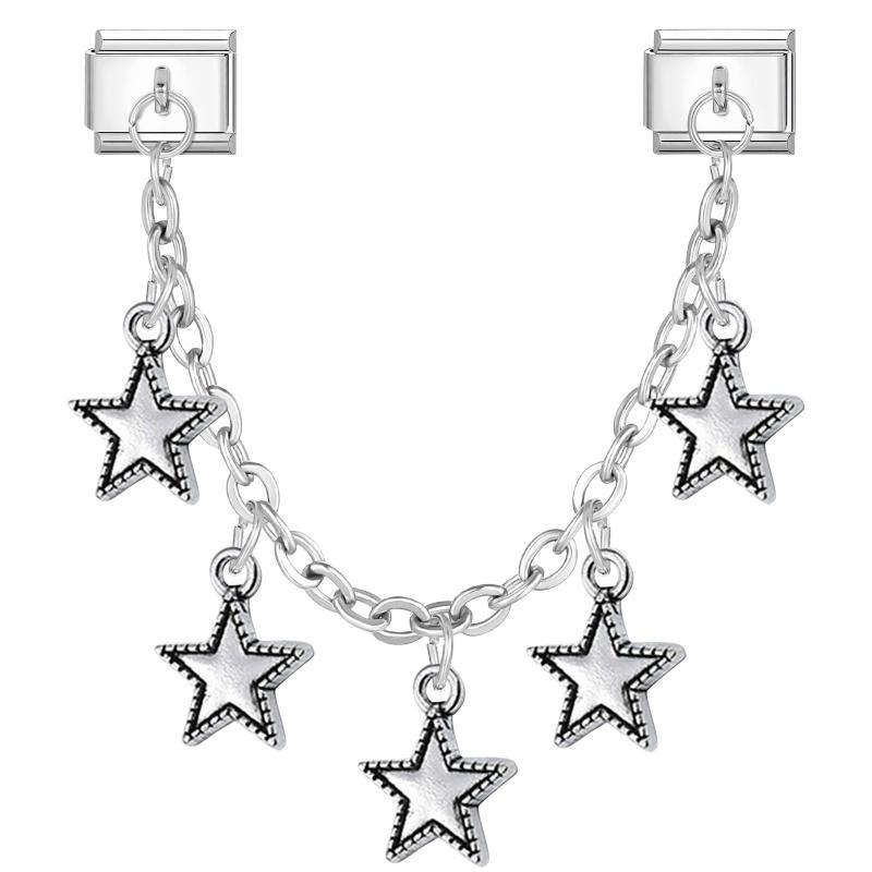 Fashion Personalized DIY Chain Tassel Charm Bracelet Star Heart Butterfly Bow Pendant Bead 9MM Bracelet Stainless Steel Jewelry