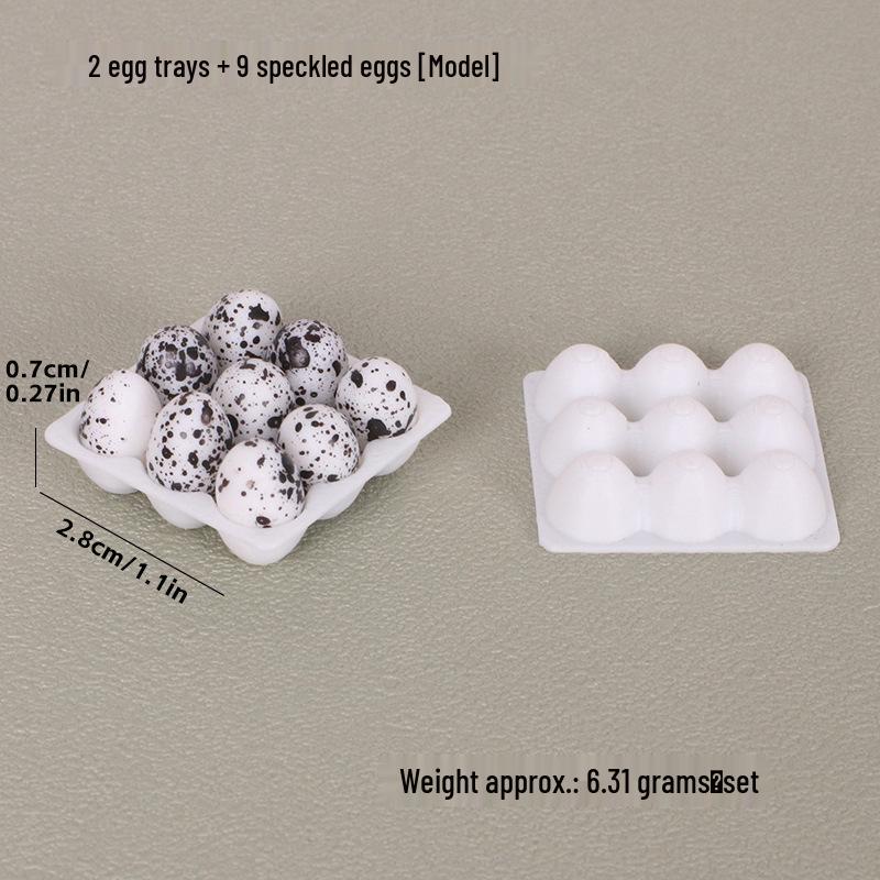 11-Piece Miniature Dollhouse Kitchen Food Set with Tray and Mini Eggs