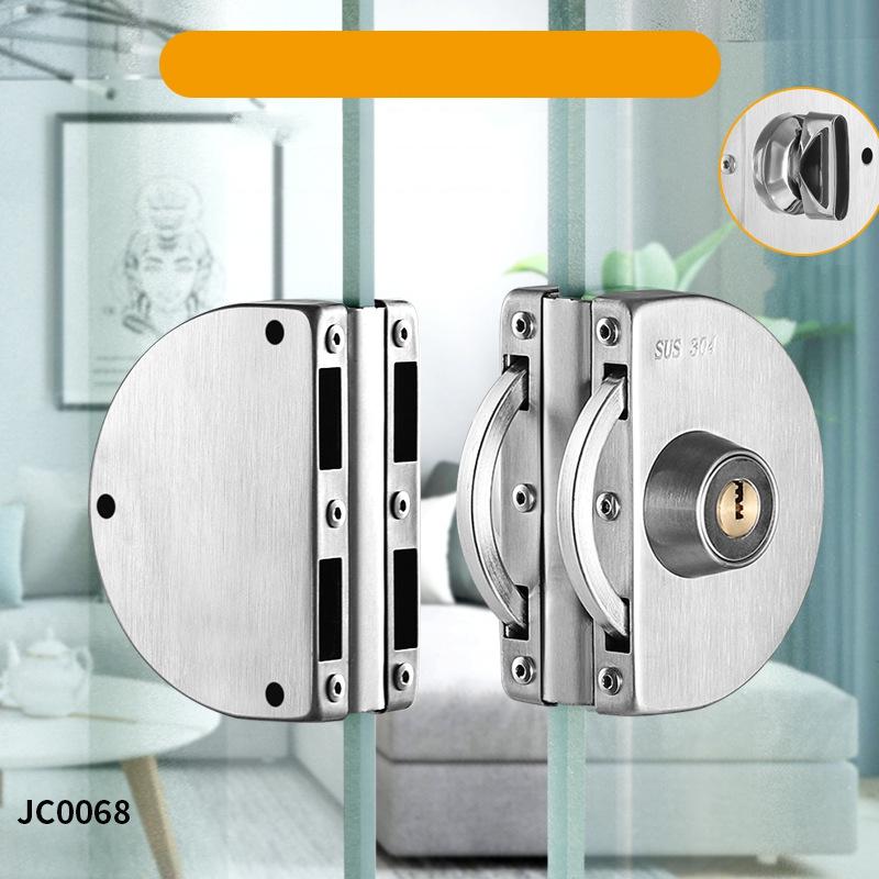 Nadaje się do szkła 1/2" o grubości 10 mm do 12 mm, stal nierdzewna, podwójny rygiel, obrotowy, przesuwny zamek do drzwi szklanych biurowych