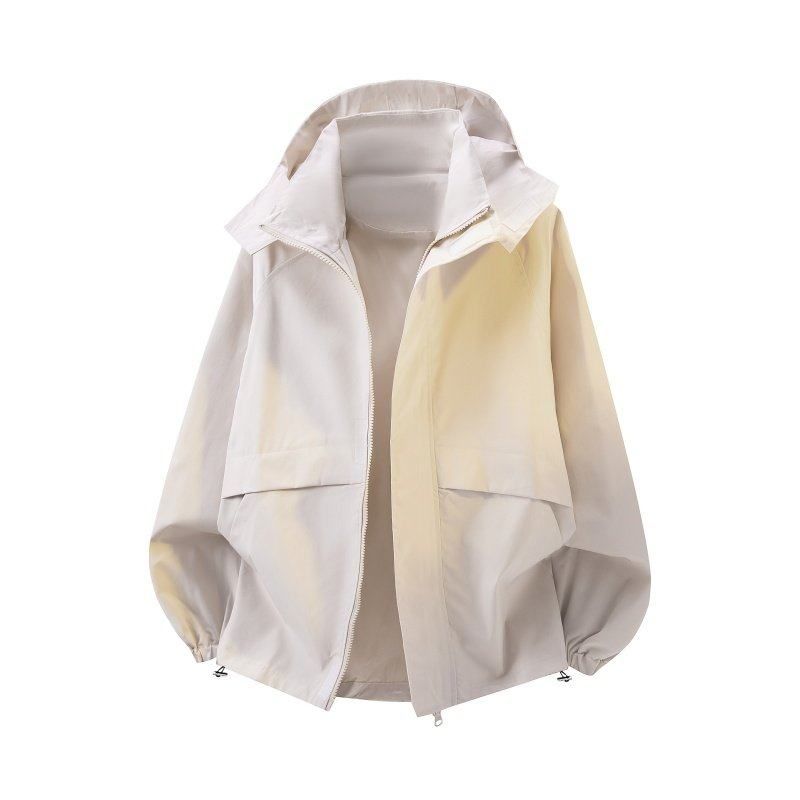 Dongjie No Logo Flus Spring New Detachable Hat Men s Windproof Waterproof Jacket Men s Loose Workwear Coat Apricot color 3XL