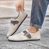 Casual Shoes For Men Women Soft Wooden Sole Breathable Leather Upper Shoe Fashion Arch Suede Sandals Retro Cork Clogs Size 45