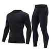 2-piece Autumn And Winter Men's Mid Neck Warm Long Sleeved Pants Set Casual Plus Size Solid Color Versatile Sports Base Shirt