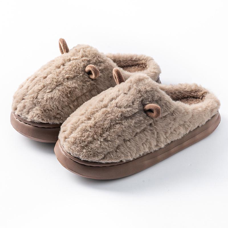 Warm Non-Slip Cotton Slippers with Thick Soles for Men and Women - Cute Indoor Footwear for Autumn and Winter