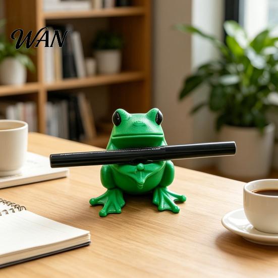 Cute Frog Desk Accessory 3D Printed Pen Holder, Bright Green Stand with Pen-Grabbing Structure, Playful Decor Anti-Slip Desktop Organizer for